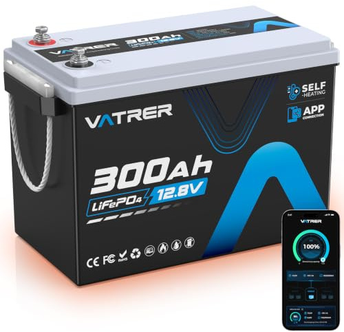 VATRER POWER 12,8V 300Ah LiFePO4 Batterie mit Selbstheizung & Bluetooth | 200A Smart BMS·3840Wh Nutzbare Energie·5000+ Zyklen·Für Wohnmobil,Caravan & Solaranlage