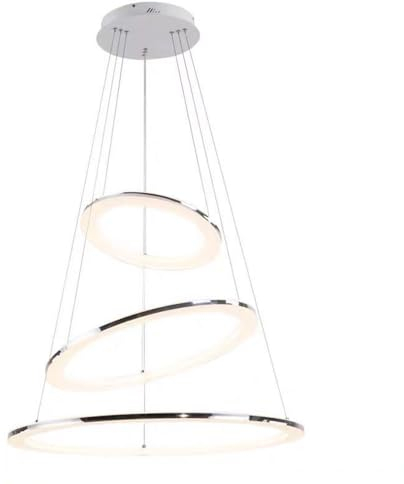 Quevia-Eletro LED Hängeleuchte Esstisch Pendelleuchte Dimmbar Mit Fernbedienung Pendellampe Silber Edelstahl Höhenverstellbar Moderne 3-Ring Design Wohnzimmerlampe Hängend Für Büro Esszimmerlampe,45W