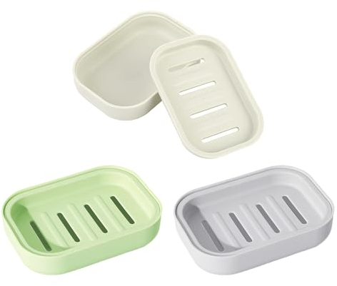 3 Portasapone Con Foro di Scarico, Facile da Pulire, Impedisce il Sapone Pastoso
