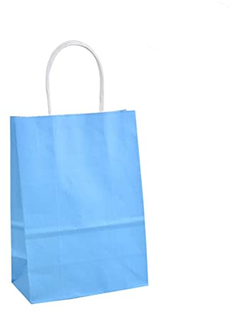 Healifty 50stücke Kraft-geschenktüte Aus Papier Mit Griffen Unbedruckt Biologisch Abbaubar Himmelblau