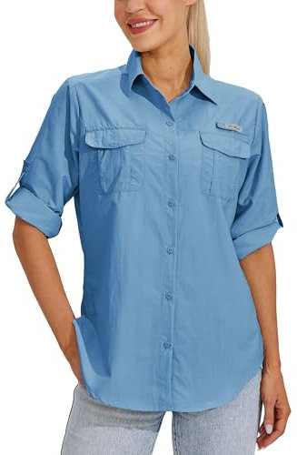 WILLIT Camiseta para mujer UPF 50+, protección solar, camisas, manga larga, blusa de senderismo, safari Angel Shirts SPF UV secado rápido senderismo camisas al aire libre, Atoll, XS