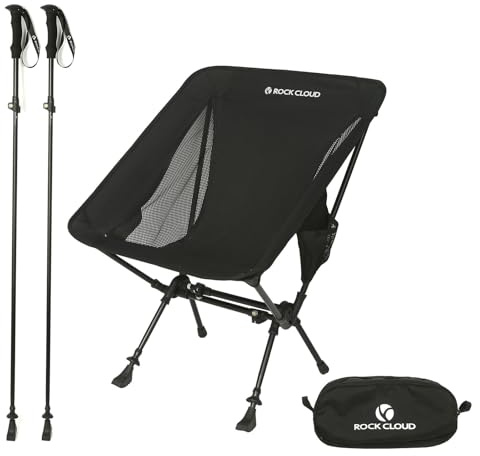 ROCK CLOUD 2-in-1 Portable Camping Chair Trekking Pole Folding Chairs Walking Sticks for Outdoor Camp Hiking Backpacking Lawn Beach Sports