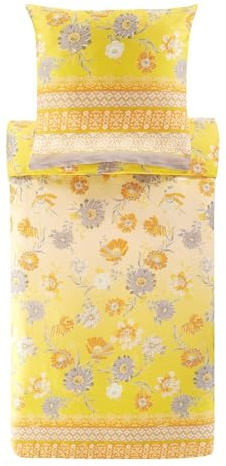 Bassetti POSILLIPO Bettwäsche + 1 Kissenhülle aus 100% Baumwollsatin in der Farbe Gelb Y1, Maße: 155x220 cm - 9327403