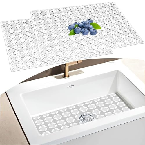 2 Pack Kitchen Sink Mats Non-Slip Sink Protector, 30 * 40cm Sinks Protect Mats for Stainless Steel/Ceramic Sink, Cuttable Fast Draining Mat, Dish Drying Mat for Kitchen Countertop, 12.5x15.7in
