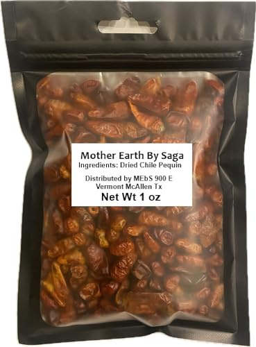 Dried Whole Chile Pequin Peppers – 100% Natural Mexican Chili – Spicy Flavor for Salsas & Cooking – 16 oz Resealable Bag