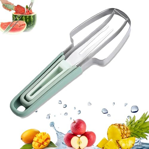 Homefantasy Cortador Rebanador De Tenedor De SandíA 3 En 1,Cortador De Paletas De SandíA De Acero Cortador De Frutas De SandíA, Utensilios De Cocina, Para Campinginoxidable