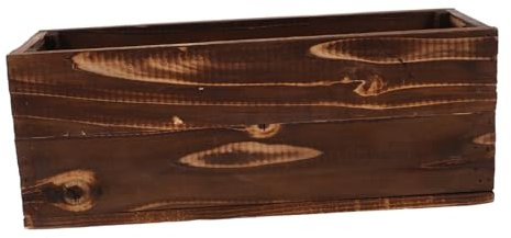 OFFSCH Fioriera in Legno Rettangolare Da Esterno Per Piante Succulente Adatta Balconi Carbonizzata Per Durata Lunga Senza Fondo Facile Installazione Su Ringhiera