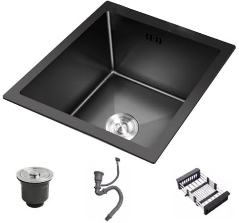 Siphon d'évier encastrable en acier inoxydable pour petits appartements et bars Idéal pour l'installation de piscine d'eau au-dessus ou sous le comptoir Dimensions : 60 x 43 x 21,5 cm
