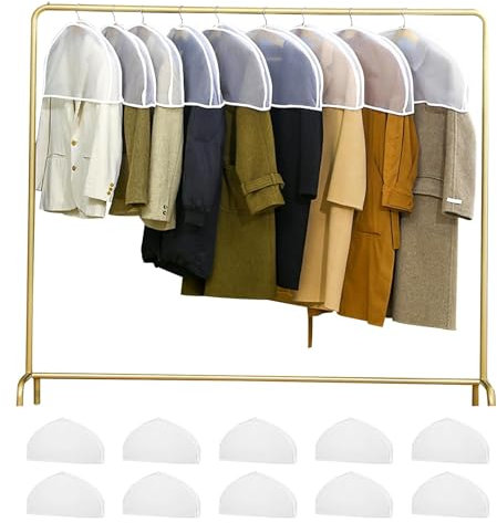 Jortmrd 10 Pezzi Copriabiti da Armadio Custodie per Abiti 60 x 30cm PEVA Lavabile Copri Abiti Anti Polvere per Abiti, Giacche, Gonne, Camicie