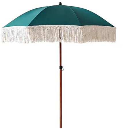 XQJLBZA Parasol de Jardin Extérieur 180 CM avec Franges, Protection UV50+ Parasol de Plage à 8 Baleines pour Balcon, Piscine, Terrasse