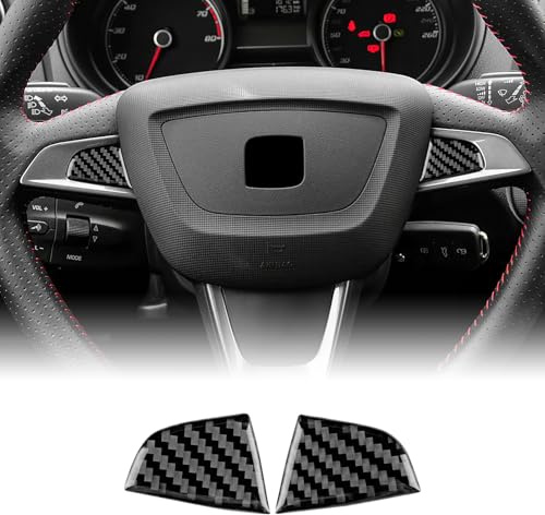 for Seat Ibiza 2012-2014 Accessory Steering Wheel Cover Black | KUNGKIC Carbon Fibre Interior Trim Self-adhesive Decal Auto Parts RHD