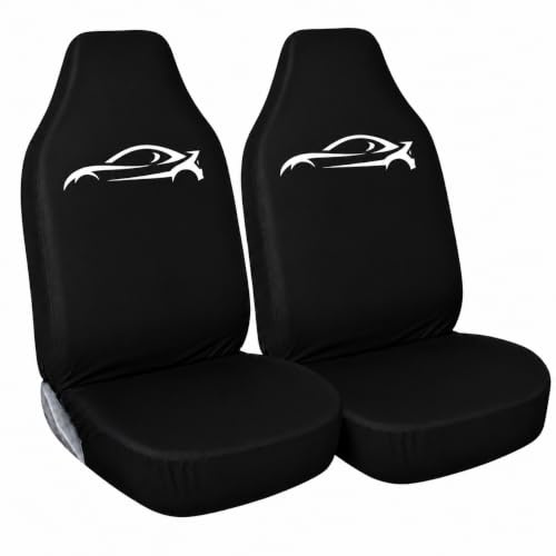 Tee AutoCare For Dacia Duster - Heavy Duty and Water Proof Durable Nylon Driver Passenger with Duster Logo Front SUV Seat Cover Protectors - 2 x Fronts (White Logo)