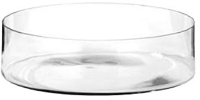 Generico Ciotola in Vetro Trasparente, Cilindrica, 25 cm di Diametro, 10 cm di Altezza, per Snack e Sottocandela