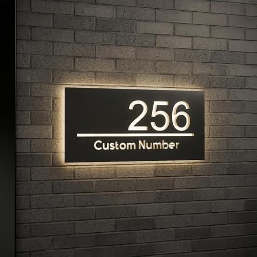 Individuell Gestaltete LED-Hausnummernschild, Beleuchtetes Hausschild Aus Acryl, Personalisierte 3D-Adressplakette, Hausnummernschild(Cool white,20x40cm)