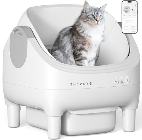 Thereye 10L Automatic Self-Cleaning Litter Box, APP-Controlled, 7 Safety Sensors, Easy-Clean Cat Litter Robot, Extra Large Capacity with Deodorizing, Quiet Operation, for Multi-Cat Homes