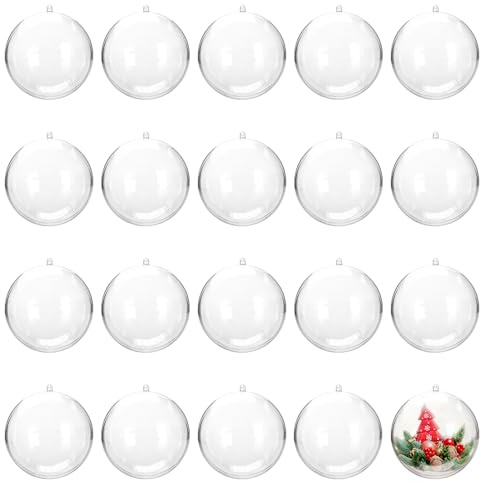 Rakuker 20Pcs Palline Trasparenti Apribili 8CM, Palline di Natale Trasparenti Apribili, Palline Natale trasparenti apribili, Decorazioni Albero di Natale per Decorazioni a Tema Invernale