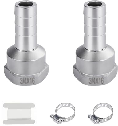 2 Pieza Racor de manguera, barb de 16 MM a rosca hembra de 3/4 BSP, 304 de acero inoxidable accesorio de compresión para el agua, Industrial (3/4IGx16mm)