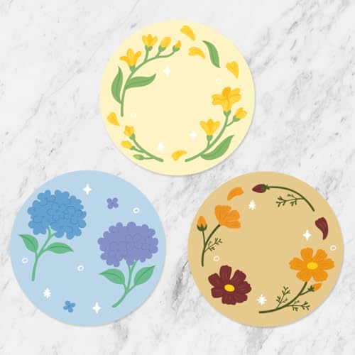 FLT Silicone Colorful Coaster Set of 3, Non-Slip Drink Mat, Cute and Unique Printed Design (Made in Korea) (Pastel - Flower)