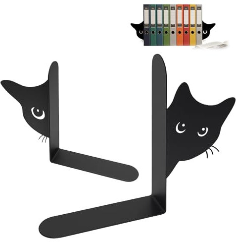Bücherstütze Katze, Buchstützen Metall, 2er Set Stabile Buchhalter, Bücherstützen Kinder, Bookends Für Regal, Book Holder Für Bücherregal
