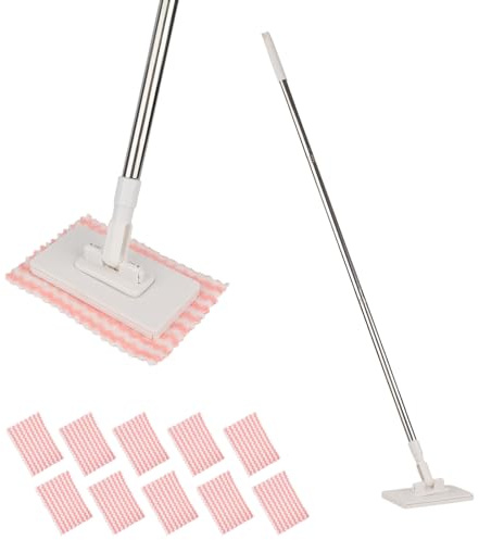 2025 Clip Wet Wipes Mop - with 10 Reusable Cleaning Mop Wipes, Disposable Wet Floor Wipes Dust Mops, for Floor Wall Bathroom Kitchen, Disposable Mops, 100cm