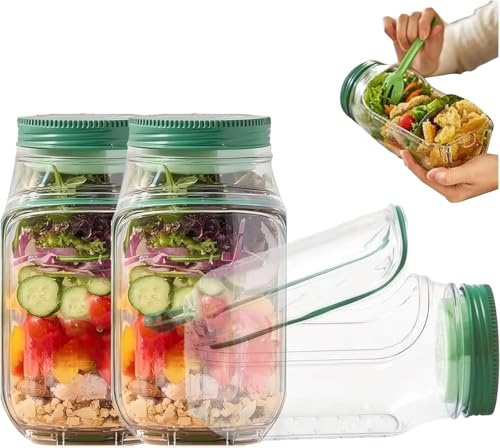 Salad pod - Recipiente de ensalada con apertura lateral,1000ml,contenedor portátil de ensalada ,caja de aperitivos con tapa, diseño de cuenco integrado,adecuado al aire libre, viajes y fiestas