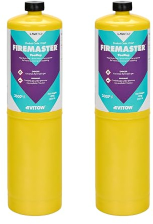 LavaTap Firemaster MAPP Gas 2 Pack - 400g MAP Blow Torch Fuel | Burns hotter than propane for fast soldering & brazing. Fits Rothenberger, Bernzomatic & standard 7/16 EN417 torches