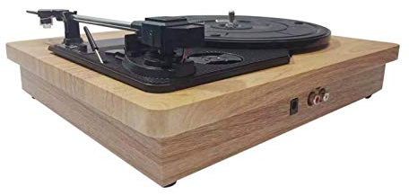 33/45/78 RPM Record Player Antique Gramophone Turntable Disc Vinyl RCA Headphone Jack Wood Color Portable Phonograph Speaker