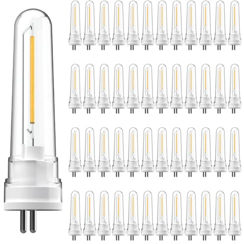 Sunco 48 Pack String Light Bulb Replacement, S14 LED Bulbs for Outdoor Lighting, 2-Prong G5 Base, 50 LM, 1W (4W Equivalent), 2700K Soft White, Non-Dimmable, Wet Rated ETL
