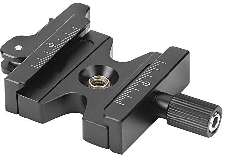 UUNPODDO 50mm Adjustable Quick Release Plate Clamp, Aluminum Alloy QR Plate Clamp with Dual Lock Clip, Arca Standard Compatible Quick Release Clamp for Tripod Monopod, Includes 3/8'' to 1/4
