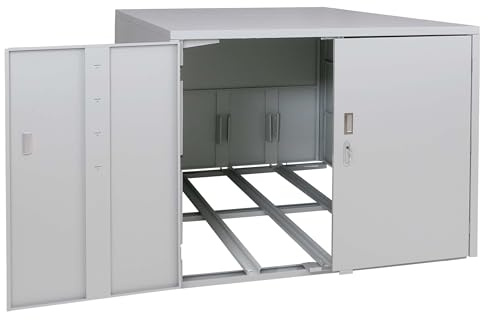 PROREGAL 3er-Fahrradgarage | HxBxT 124x148x208cm | Fahrradunterstand Fahrradbox Bikebox | Hellgrau | abschließbar verzinkter Stahl