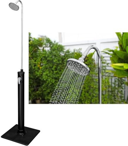 GrecoShop Doccia Solare da Giardino per Piscina 8L – Doccia Esterna con Serbatoio Riscaldato dal Sole, Temperatura Regolabile, Facile Installazione, Ideale per Outdoor, Campeggio e Terrazza