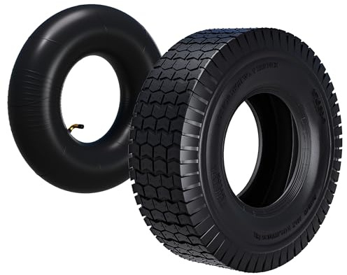 Wiltec Reifen für den Aufsitzmäher 16x6.50-8 4pr mit Schlauch und Winkelventil Komplettrad Rasentraktor