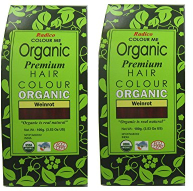 Radico Weinrot 2er-Pack Colour Me Organic Pflanzenhaarfarbe (bio, vegan, Naturkosmetik) weinrotx2