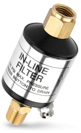 NEIKO 30253A Water and Oil Separator for Air Line | 1/4 NPT Inlet and Outlet | 150 PSI | Air Compressor and Air Tool Accessory | Protect Lifespan of Pneumatic Tools | Optimize Performance, Black