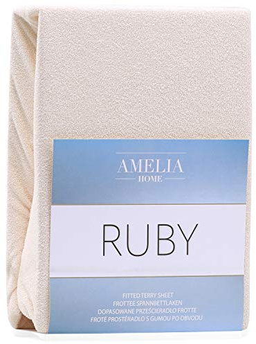 AmeliaHome Spannbettlaken 120x200-140x200 cm Frottee Baumwolle Spannbetttuch, Hellbeige