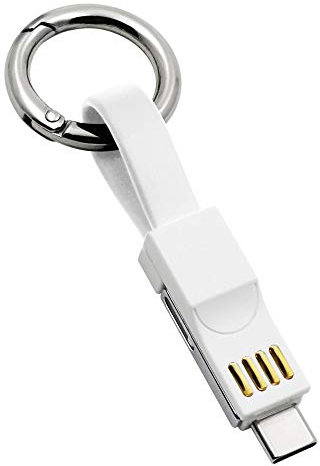 Multi Charger Cable Keyring Charger 3 in 1 Charging Cable Portable Power Banks Cable for All Smartphone (White)