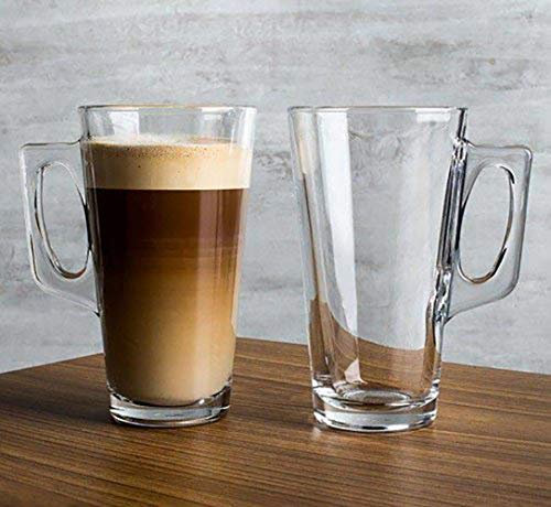 Pasabahce Glass Latte Coffee Mug Set, Turkish Tea Glasses for Hot Beverages, Set of 2, 12.7 oz
