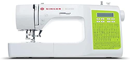 Máquina de coser Singer SC220-GRN - 200 puntos, Metal, Blanco, Verde