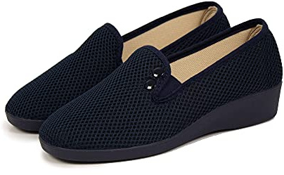 N/S Zapatillas de Casa Mujer Verano | Calzado Transpirable de Rejilla con Cuña | Zapatos Abiertos sin Cordones | Suela Antideslizante de Caucho | Hecho en España | Tallas Disponibles 35 a 41