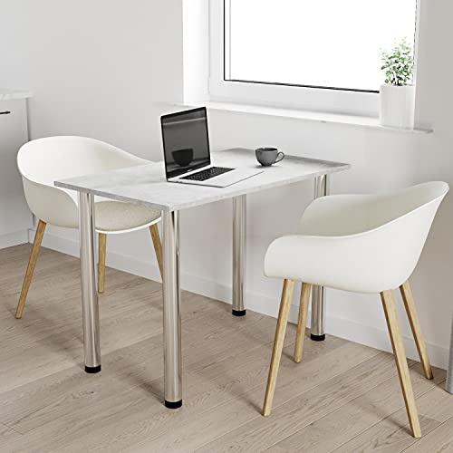 AKKE mikon 110x65 | Esszimmertisch - Esstisch - Tisch mit Chrombeinen - Küchentisch - Bürotisch | Beton