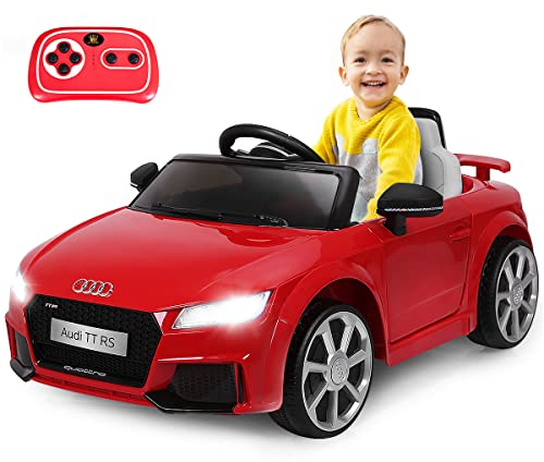 DREAMADE Elektroauto für Kinder, 6V ELektroauto Audi mit 2,4G Fernbedienung, Hupe & Licht & Musik & Sicherheitsgurt, Elektrofahrzeuge für Kinder 3-8 Jahre (Rot)