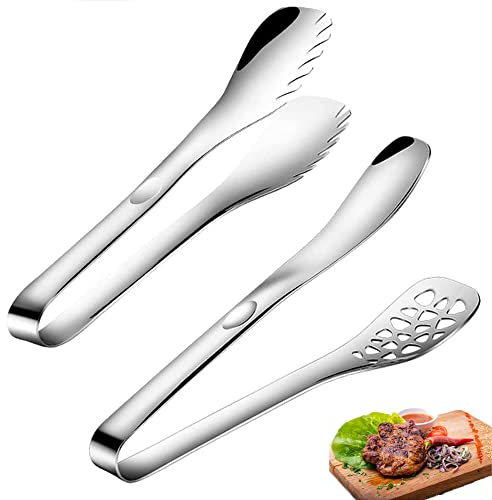 BBAOO 2 Modelle Spaghettizange, Servierzangen, Lebensmittel Zangen, Spargelzange, Geeignet für Pasta, Salate, Gegrilltes Fleisch Länge: 25 cm, Edelstahl, Farbe: Silber