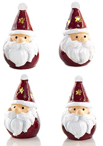 Logbuch-Verlag Weihnachtsmann Figuren Set, 4 kleine Nikolaus Figuren rot weiß, Santa Claus Miniatur 3,5 cm, Mini Geschenk Weihnachten