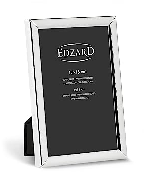 EDZARD Fotorahmen Riga (10x15 cm), edel versilbert, anlaufgeschützt, mit Aufhänger, Bilderrahmen, Silberrahmen im Hoch- und Querformat