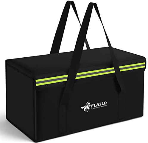 FLASLD Large Fireproof Lipo Bag for 200Ah Lithium Battery Storage and Charging, 22 x 9 x 9.5in E-Bike Battery Bag Waterproof Box for Documents and Valuables