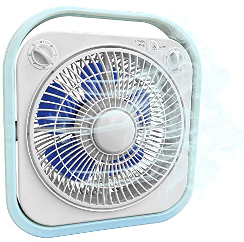 ATYXX Portable 10 Box Fan - 4 Wind Speed Room Fan, 360° Circulated Louver, 120 Mins Auto Off Timer - Strong Wind Quiet AC Electric Fan with Handle for Travel, Office, Home, Indoor Party & BBQ