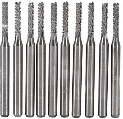 Chrees Lot de 10 fraises à queue en carbure de tungstène haute dureté 2 mm pour fraiseuse CNC/PCB