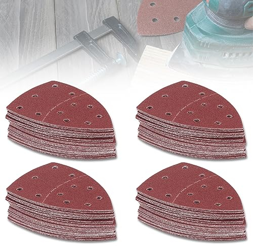 80 Stück Prio-Schleifdreiecke Set, Schleifblatt Deltaschleifer Delta Schleifpapier 11 loch Körnung 60/80/120/180/240/320/400/800 für Multischleifer Schleifblätter Dreieckige Schleifpads Schleifpapier