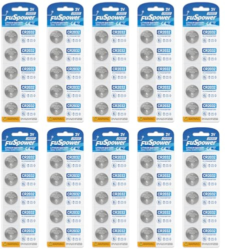 Fuspower 50 Pack CR2032 Batteries 2032 3V Lithium Coin Cell for Watches Battery,Key Fob Battery,Electronic Devices