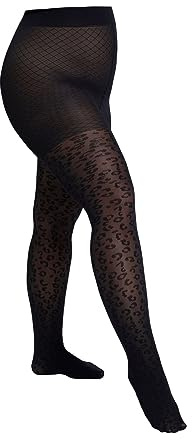 Camano Damen Strumpfhose 40 DEN große Größen curvy leo muster Komfort Baumwollzwickel extra breiter Bund bequem und reißfest mit elegantem leoparden Design Curvy Leo 1er Pack
